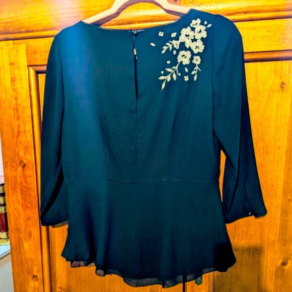 WHBM Black and Silver Peplum Top, size 4 - Picture 7 of 9